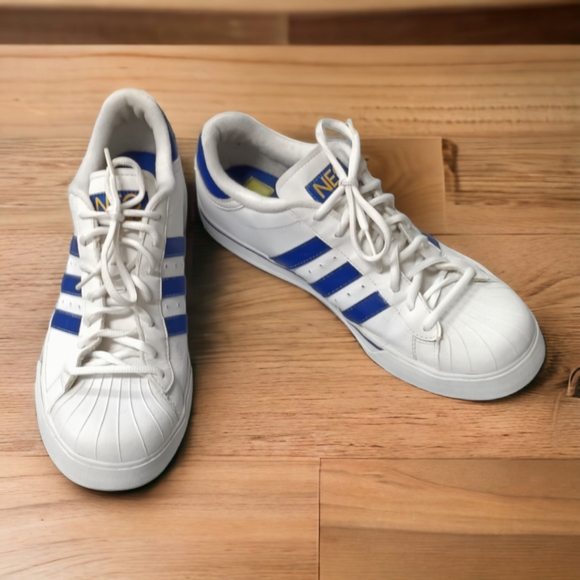 Men's Adidas NEO White & Blue Striped Sneakers - Picture 8 of 8